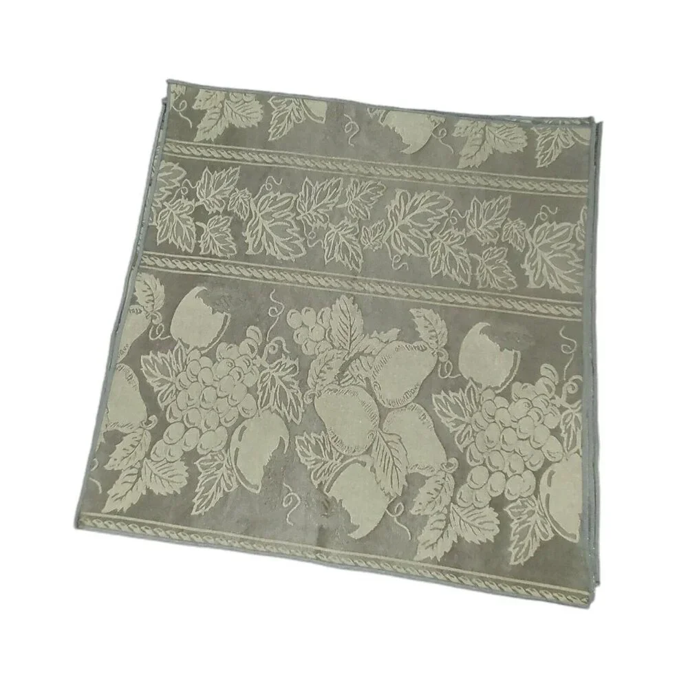 Vtg Green Cloth Napkins Jacquared Satin 16
